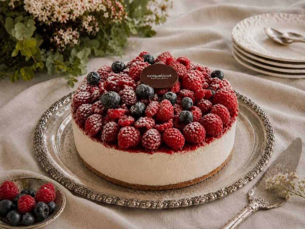 Cheesecake frambuesas y arándanos